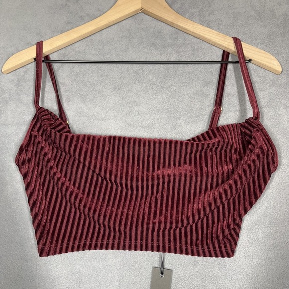 House of Harlow 1960 x REVOLVE Tops - NWT House of Harlow 1960 x REVOLVE Crop Top Burgundy Ribbed Velvet Glam Size XS